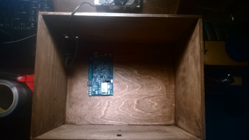 Inside of stained box before Edison installation