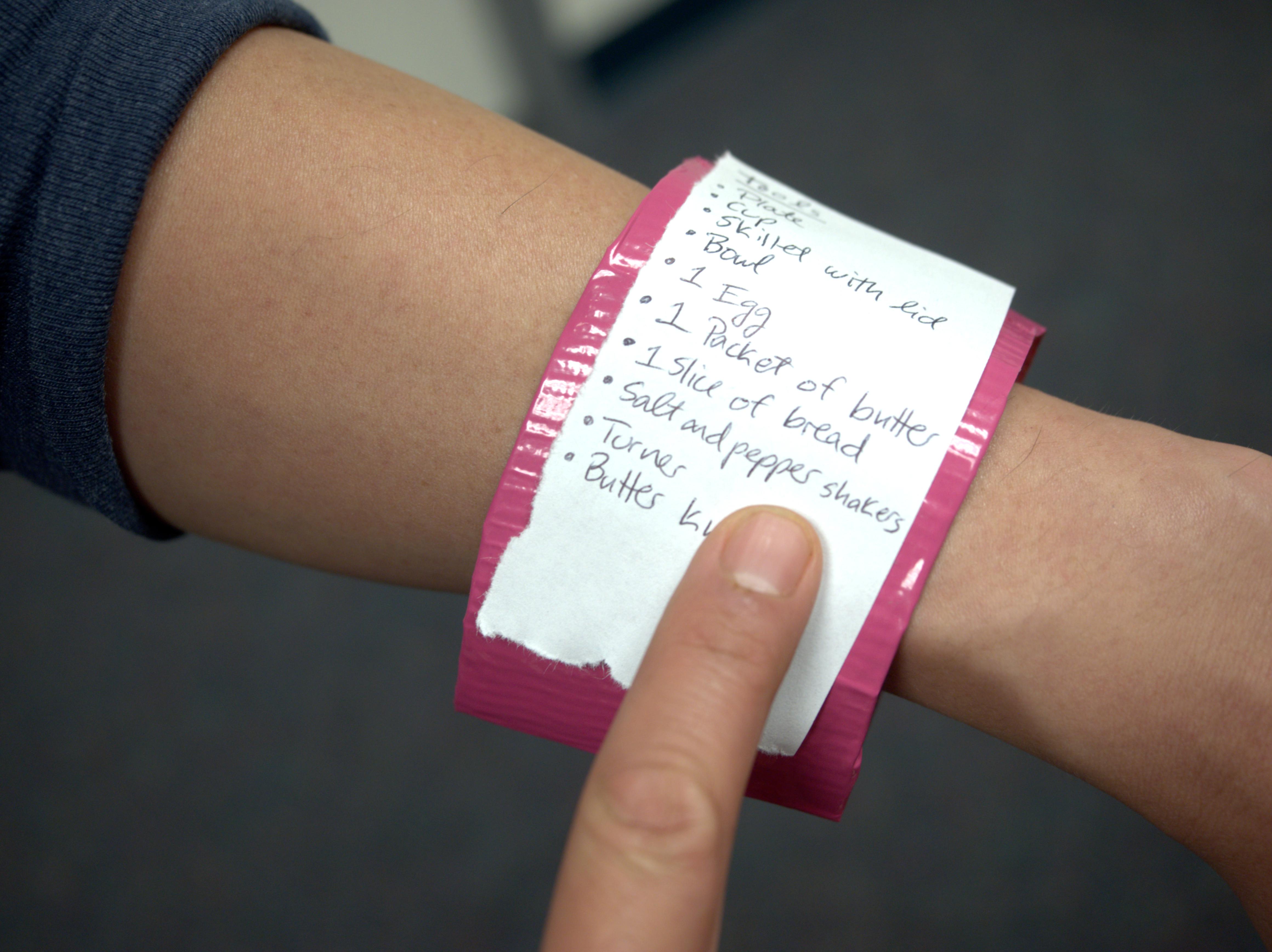 Low-fidelity prototype with audio instructions and wristband display