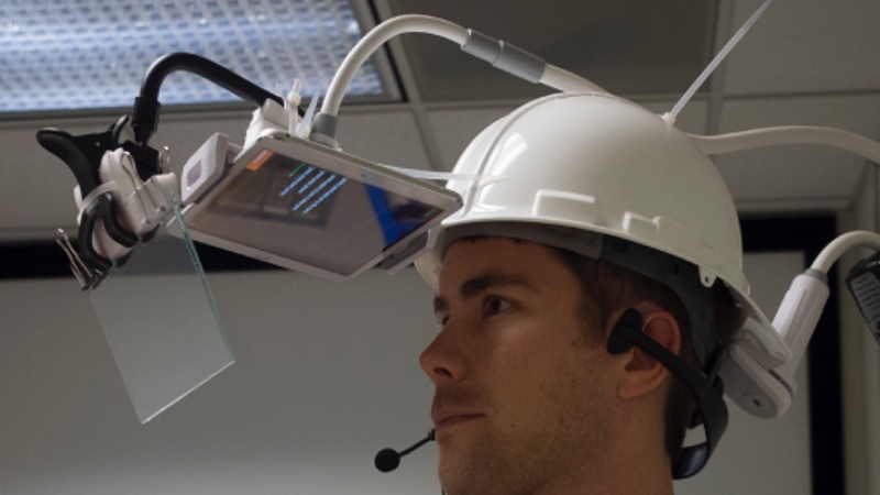 Parallax AR helmet prototype displaying procedure guidance overlay