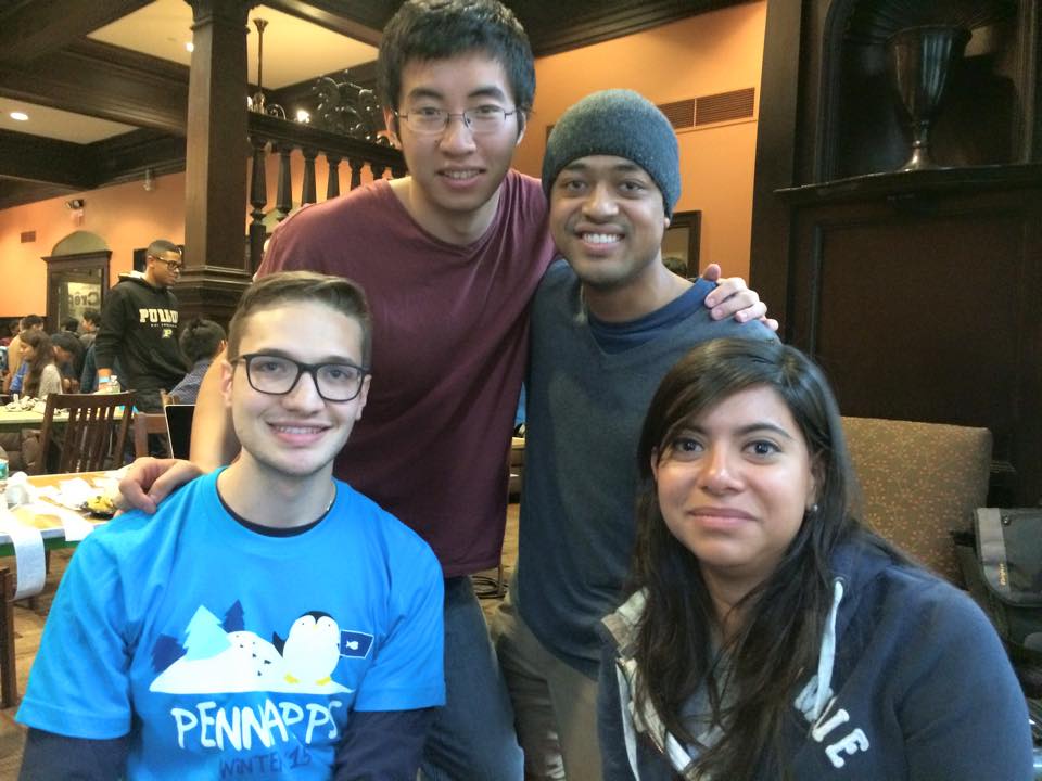 Team photo: Tofi, Shawn, Vivek, and Rosina standing together after the competition