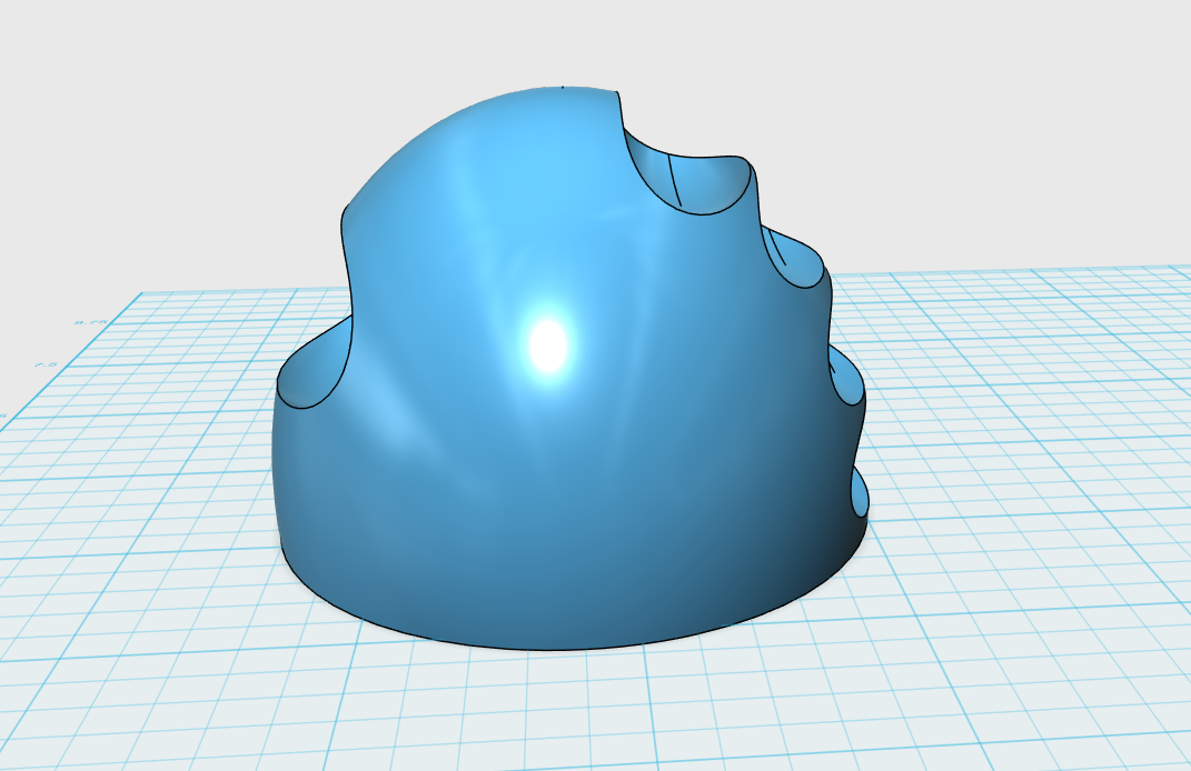 123D Design 3D model of the StampMouse outer case showing dome form factor